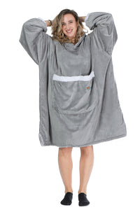 Jump Pocket Gray Blanket Hoodie